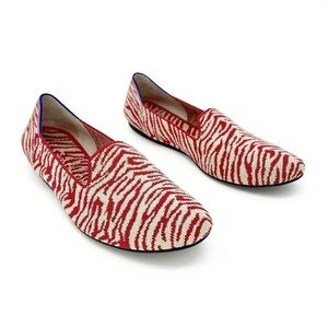 Rothy’s The Almond Loafer Zebra Print Red & Tan Size 10.5 EUC